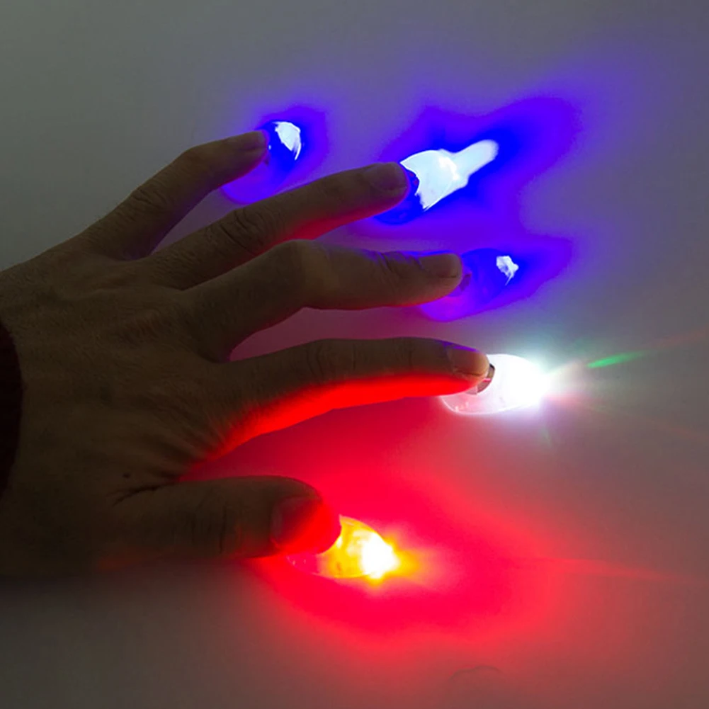 Blue Light Led Flashing Fingers Halloween Party Toys Magic Thumbs Light Toys for Adult Magic Trick Props for Children