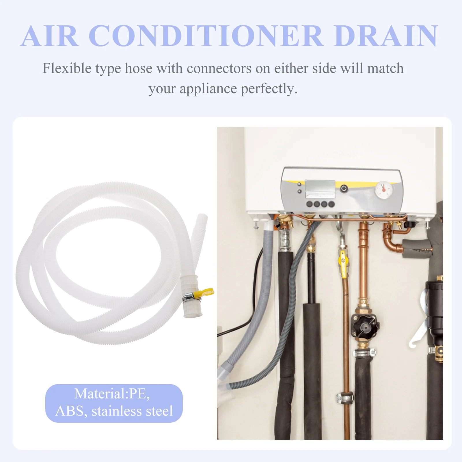 

Stainless Steel Clamp 15-20Mm Air Conditioner Drain Hose Extension Durable Flexible Pipe For Washing Machine Mop Pool Faucet Ac