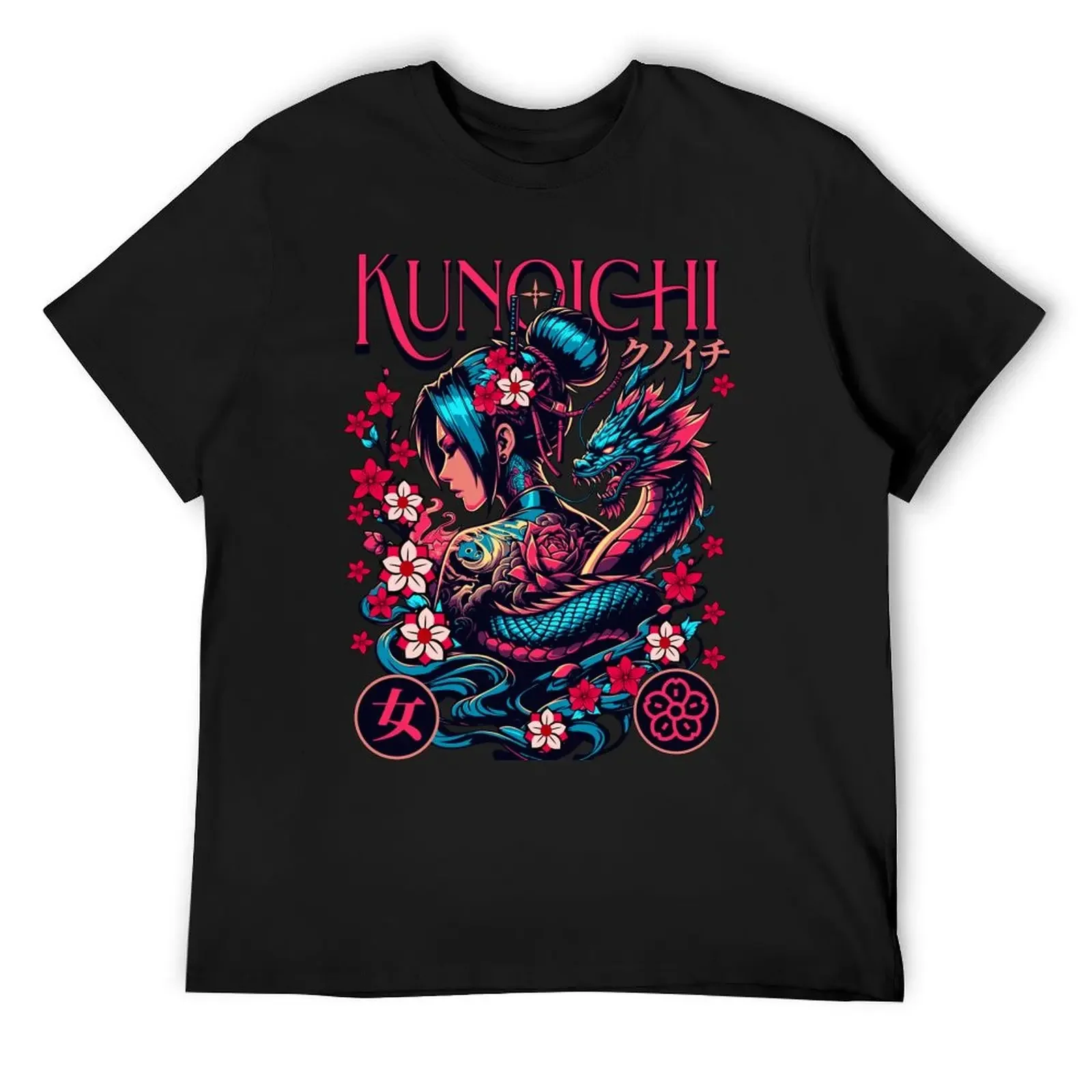 Japanese Samurai Kunoichi Dragon - Female Shinobi - Ninjutsu Gift T-Shirt custom shirt heavyweights outfits for men