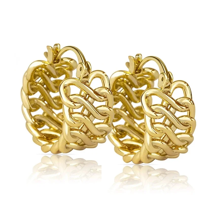 CAOSHI Metallic Earrings for Women Fashion Versatile Gold Color Jewelry Daily Life Modern Trendy Ear Rings Accessories for Lady