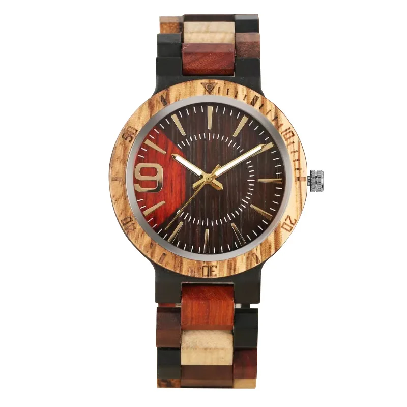 

Трехигольные деревянные часы, европейские и американские повседневные простые нейтральные высококачественные кварцевые деревянные часы для мужчин