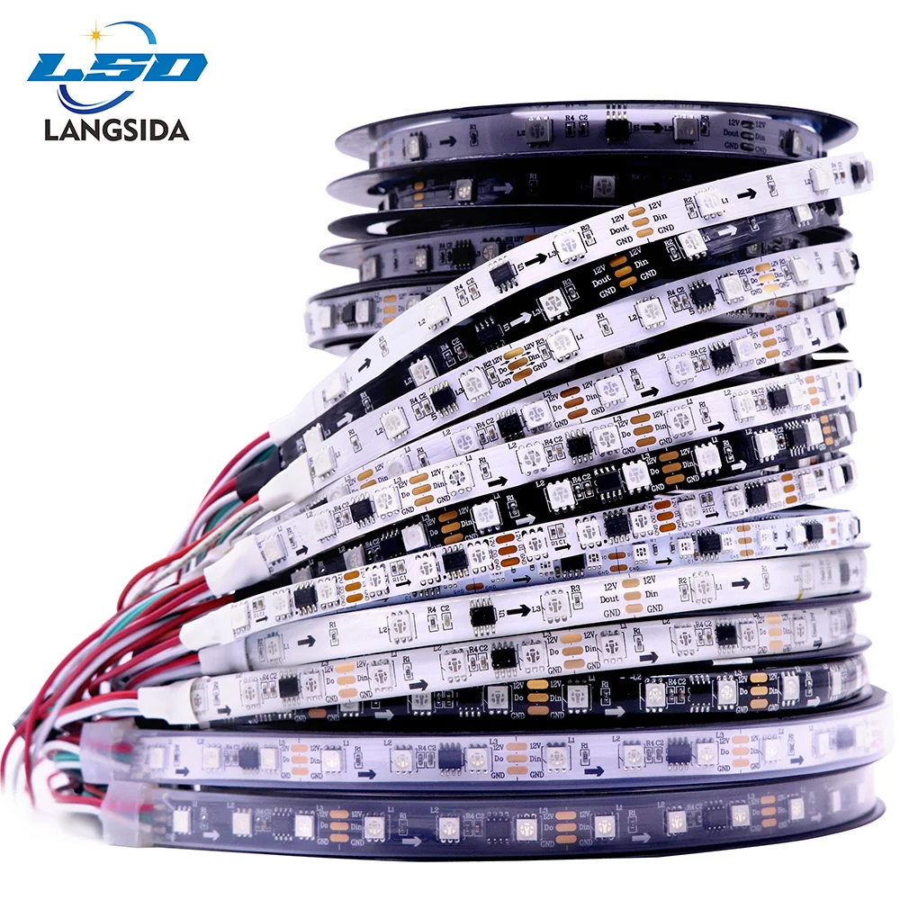 

DC12V SMD 5050 WS2811 RGB Led Strip Light Addressable 30 48 60 96 LEDs/M External 1 IC Control 3 Leds Bright Normal Led Lights