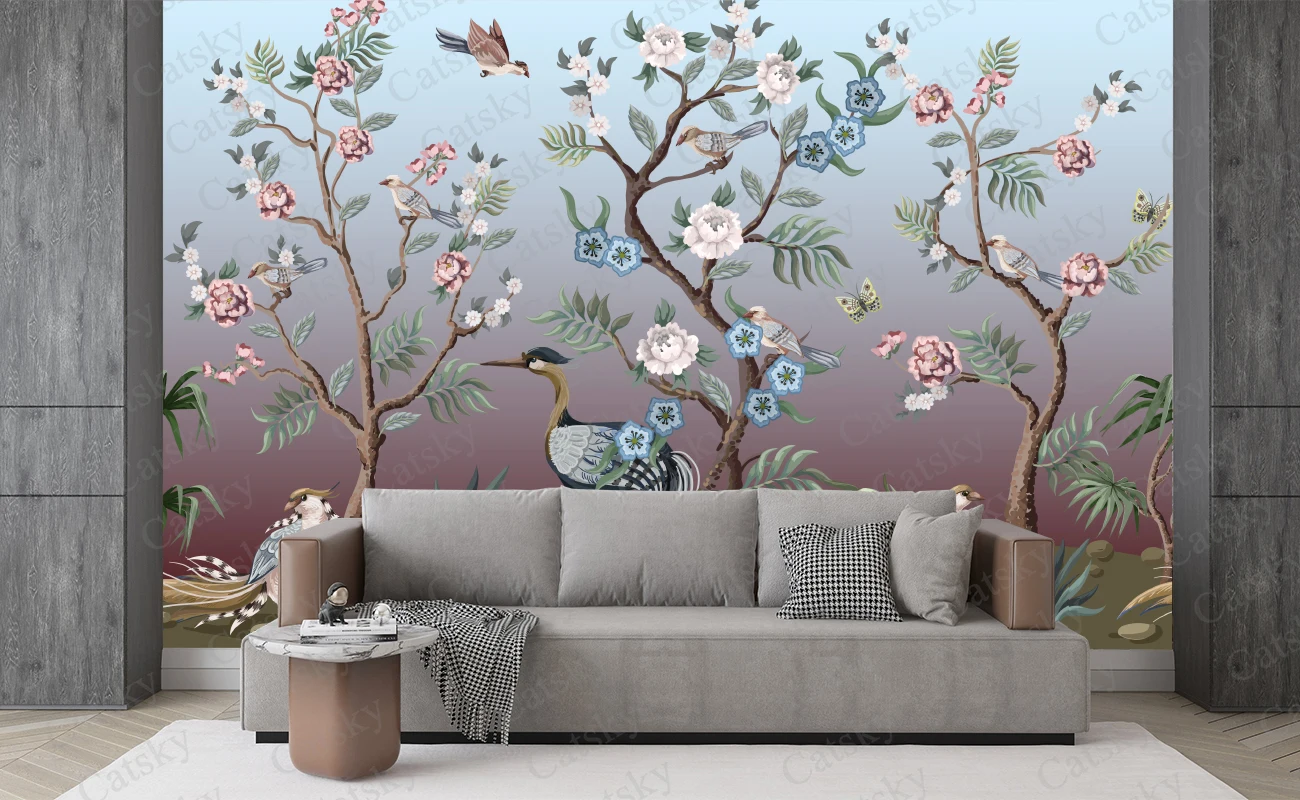 bird peacock plant flower Wall Stickers Children Baby Room Ceiling Roof Mural Home Decor Self Adhesive Wall Sticker