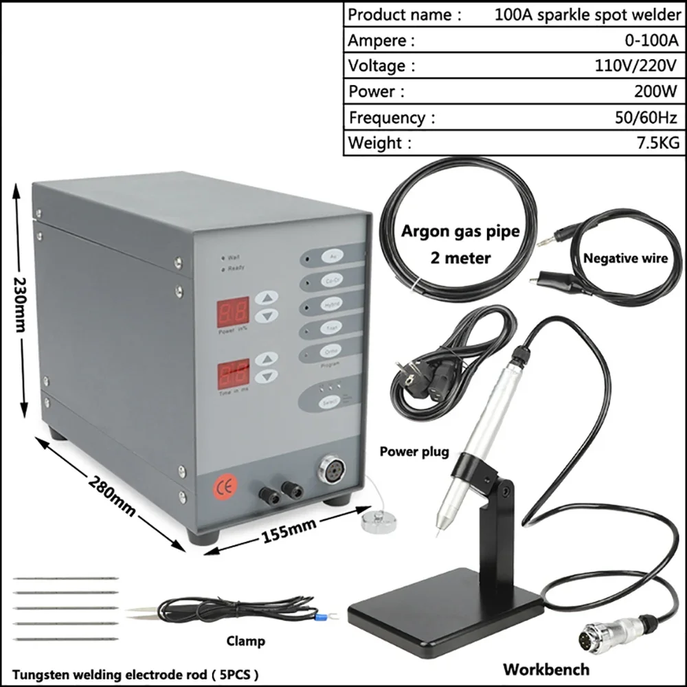 

Pulse spot welder Stainless Steel Spot Welding Machine Jewelry Welding Automatic Numerical Control Pulse Argon Arc Welder 100A