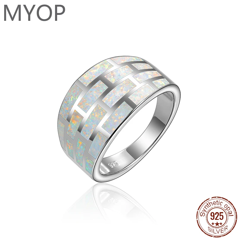 

MYOP 2024 Jewelry 925 Sterling Silver Texture Shiny Hard Stand Out Europe And The United States Opal Ring Women Custom Wholesale