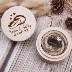 Personalized Engraved Wooden Ring Box Anniversary Gift Custom Name Rustic Ring Bearer Proposal Ring Box Gift for Her