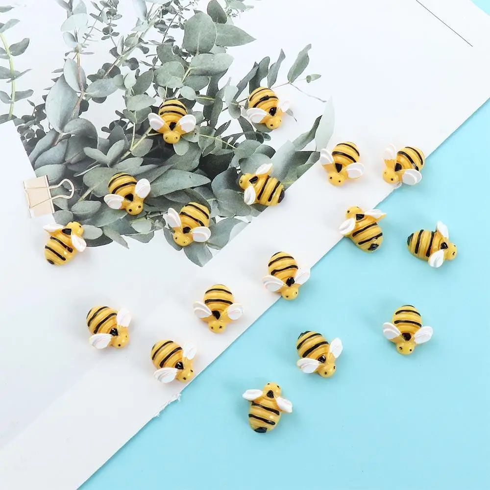 20Pcs/lot Kawaii Bee Miniature Figurines Animals Flatback Resin Cabochon DIY Embellishments for Scrapbooking Craft Supplies