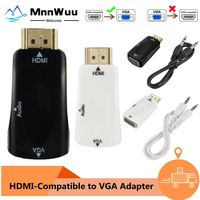 HDMI-compatible To VGA Cable Converter Male To Famale HD2VGA Converter Adapter 3.5 Mm Jack Audio HD 1080P for PC Laptop HD2VGA