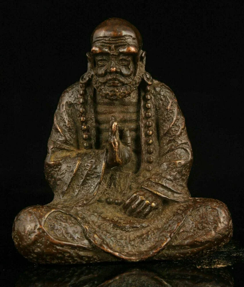 Blessing Collectibles Chinese art Retro Pure Red Copper Bodhidharma Statue