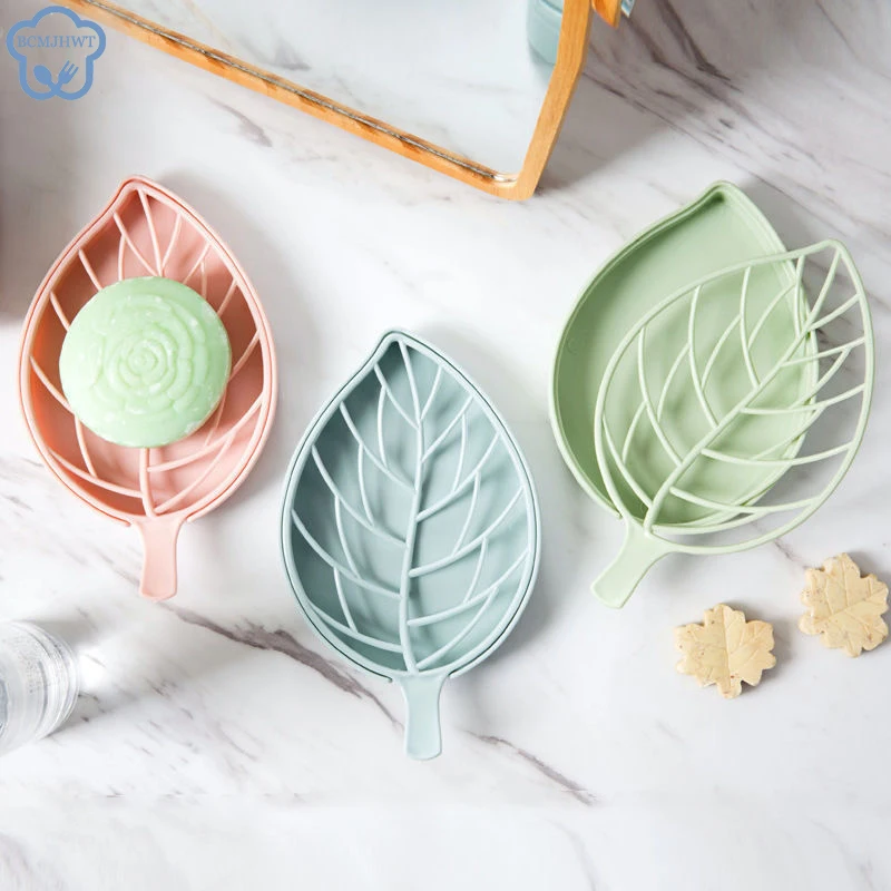 Leaf Shaped Soap Dish Holder Suction Cup Soap Dish for Bathroom Shower Soap Box Sponge Soap Holder Storage Tray Soap Container