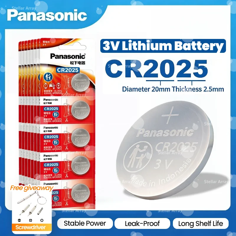 

Original Panasonic CR2025 3V Button Cell Battery, Compatible with Remote Controls, Watches, Computer Motherboards & Scales