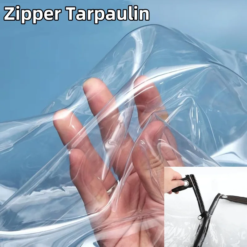 

Clear PVC Rain Cover With Zipper - Durable Outdoor Waterproof Tarp For Furniture Grills Camping Supplies