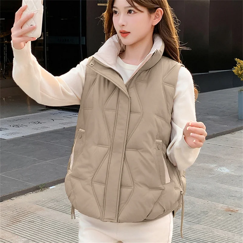 2025New Down Cotton Vest Women Parka Autumn Winter Jacket Coat Korean Sleeveless Jacket Warm Female Waistcoat Tops Chaleco Mujer