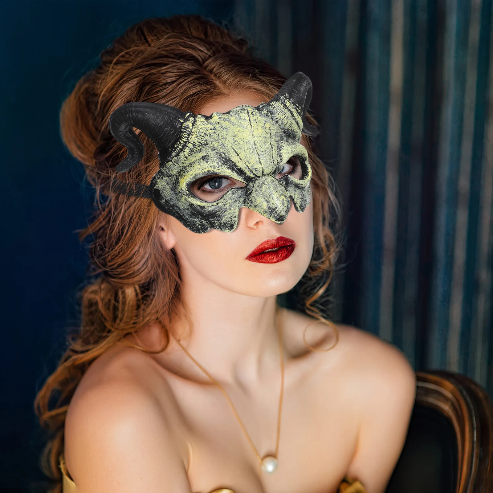 Maschera di Halloween Diavolo Mezza faccia Spaventoso Ghostlike Marrone Horror Costume da festa Prop PU Comodo novità Cosplay Regalo in maschera