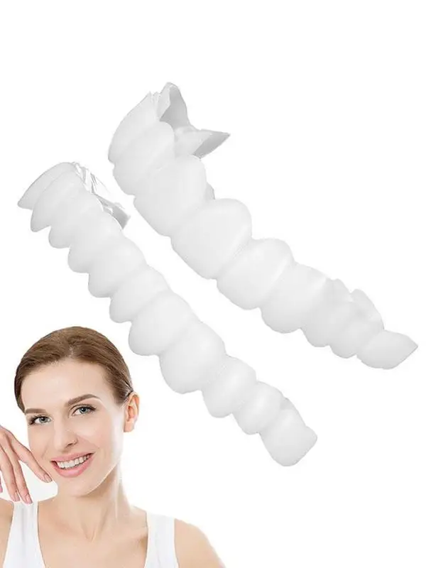 قشرة أسنان مزيفة للرجال ، أسنان سريعة ، أسنان ابتسامة الثقة ، قشرة بيضاء مع ملقط صغير