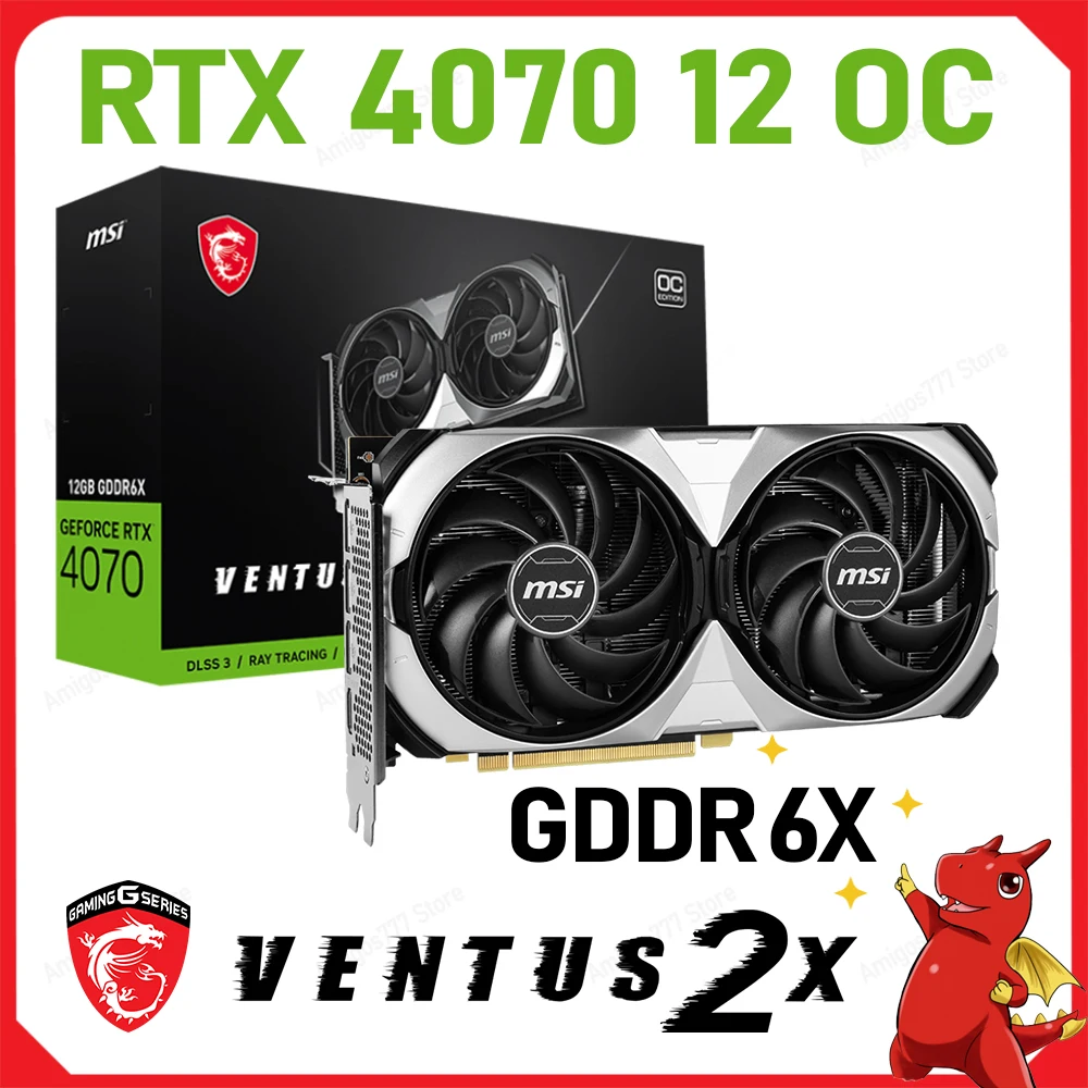 MSI GeForce RTX 4070 VENTUS 2X 12G OC GDDR6X 192-bit 21Gbps Video Cards GPU Graphic Card PCI-E 4.0 Gaming Motherboard GPU New