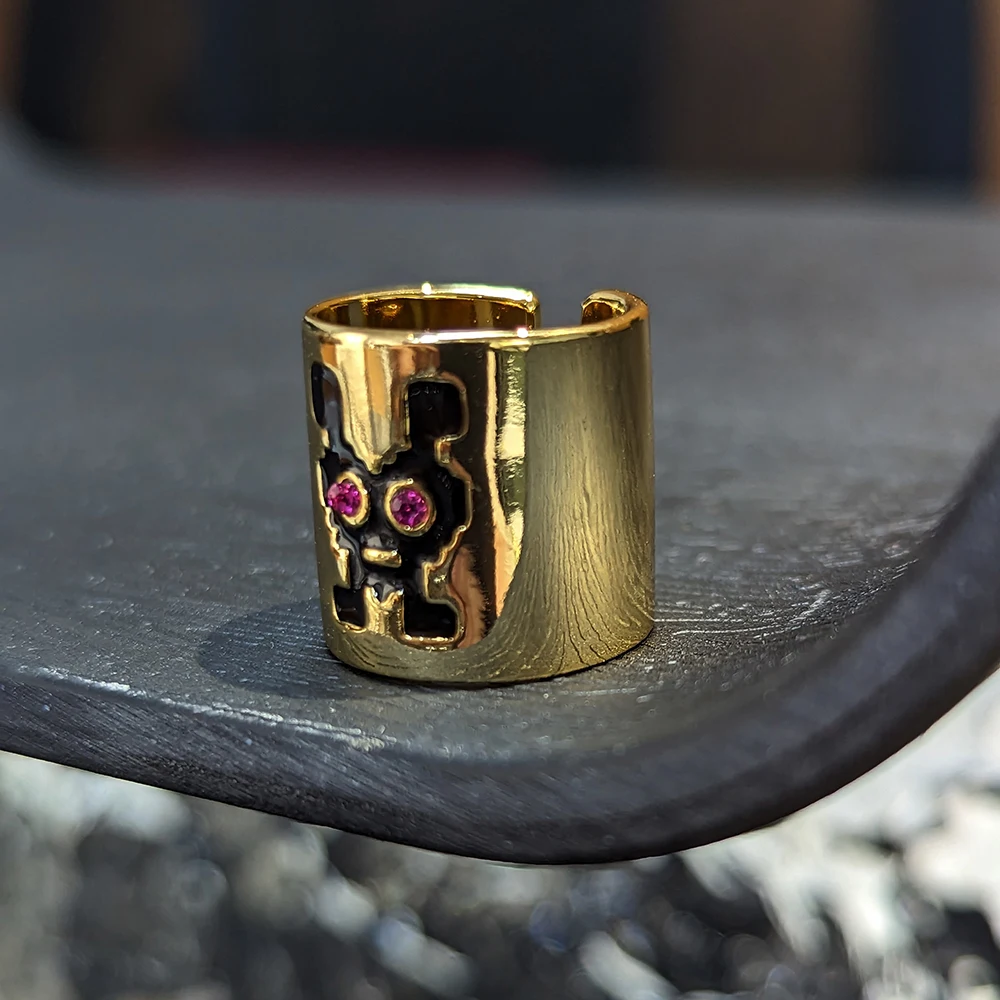 

Fashion Black Heart Robot OpenSIZE Ring
