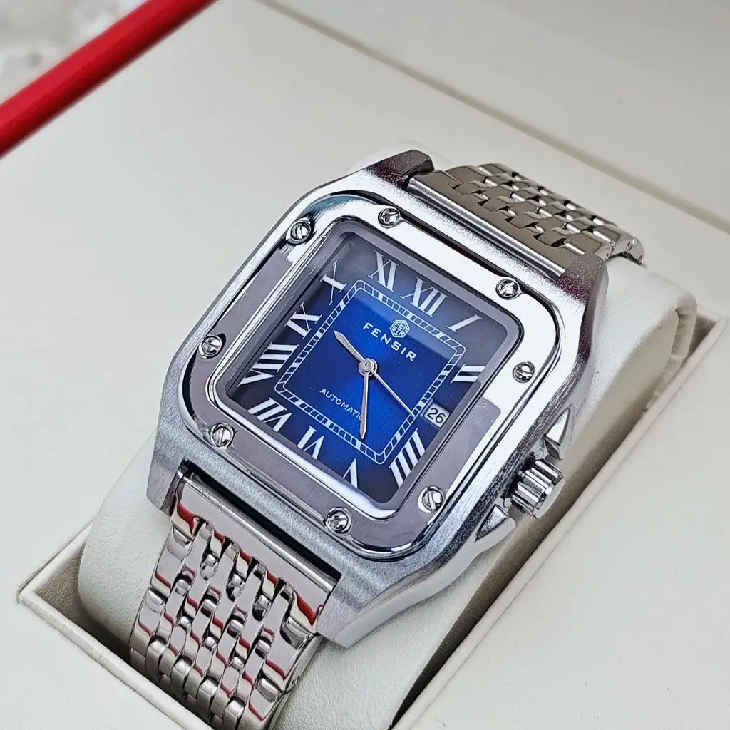 Luxury Business Men's Watch, Square Dial, with Calendar Display, Stainless Steel Butterfly Clasp Strap, High-End, Light Luxury, Fashionable, Casual, Simple, Stylish, Trendy Men's Wristwatch, the Best Gift for Him