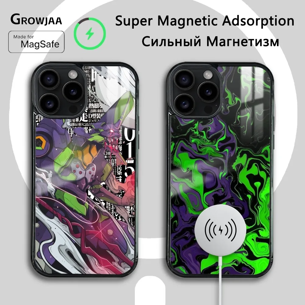 Funda de teléfono magnética de Anime E-Eva 01, funda de carga inalámbrica Magsafe para iPhone 16 15 14 13 12 11 Pro Max Plus Mini