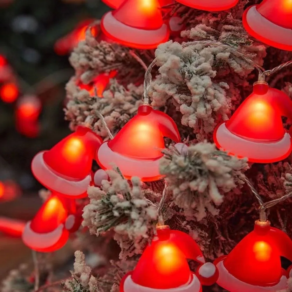 1.5 متر/3 متر/6 متر عيد الميلاد LED سلسلة ضوء سانتا قبعة دافئة الأبيض حلوى قصب ضوء بطارية تعمل بالطاقة مقاوم للماء شجرة عيد الميلاد زخرفة #2