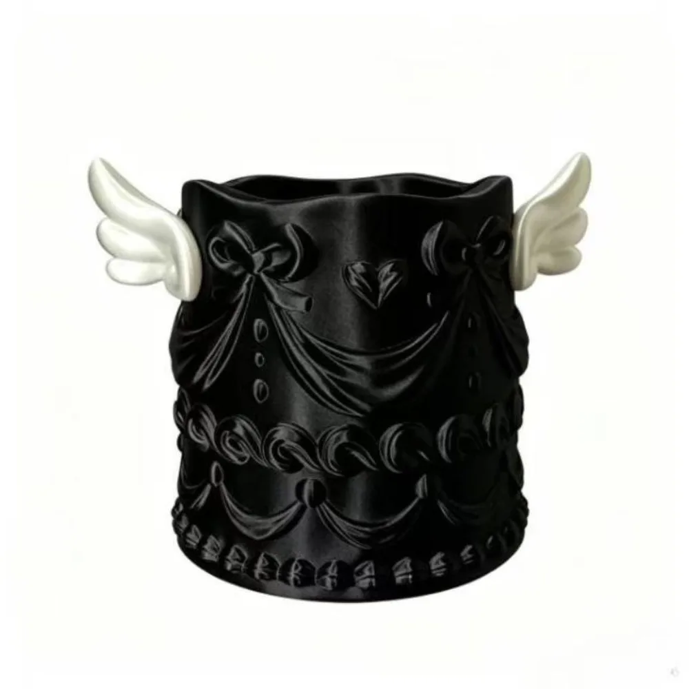Silk Texture Makeup Brush Holder 3D Printed Wings Design Cosmetic Organizer Bucket Pen Holder Pen Cup Makeup Organizer