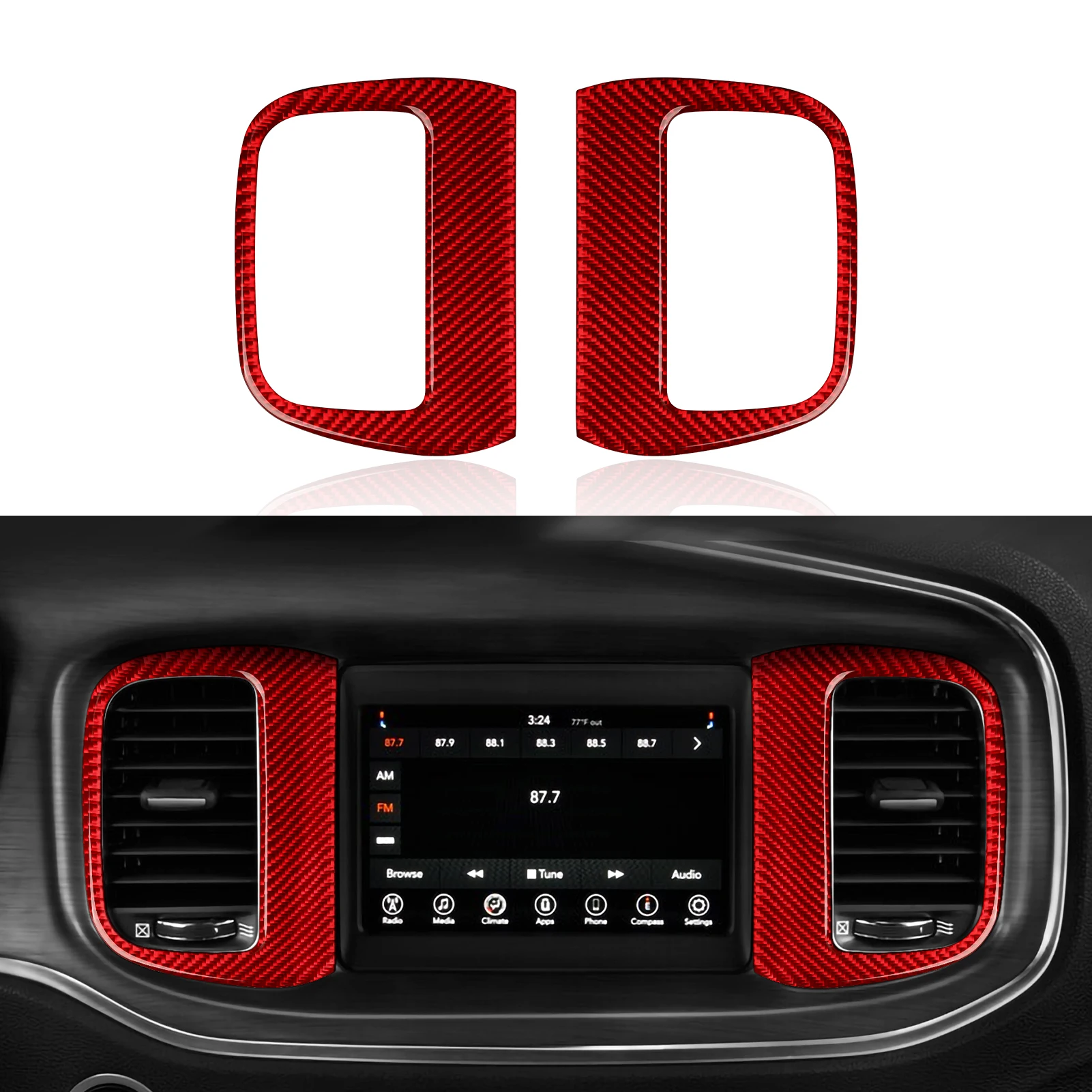 

For Dodge Charger 2021-2011 Interior Accessories Carbon Fiber Car Center Console Armrest Box Button Trim Decal Sticker