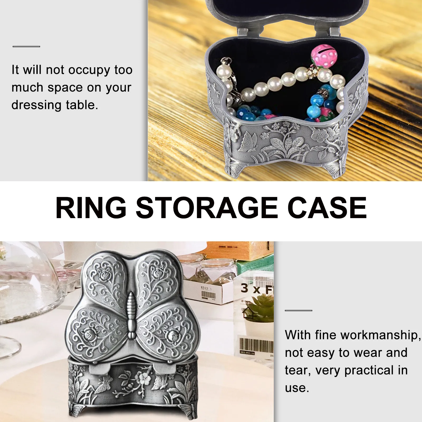 1Pcs Creative Jewelry Storage Box Zinc Alloy Case for Women Travel Home Use Jewelry Storage Case Packing Box