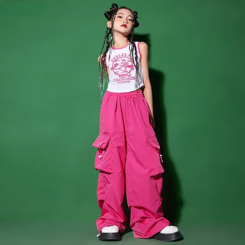 

Kids T-shirt Street Dance Joggers Child Polo Shirt Sweet Streetwear Costume Girls Hip Hop Crop Tank Top Cargo Pants Clothes