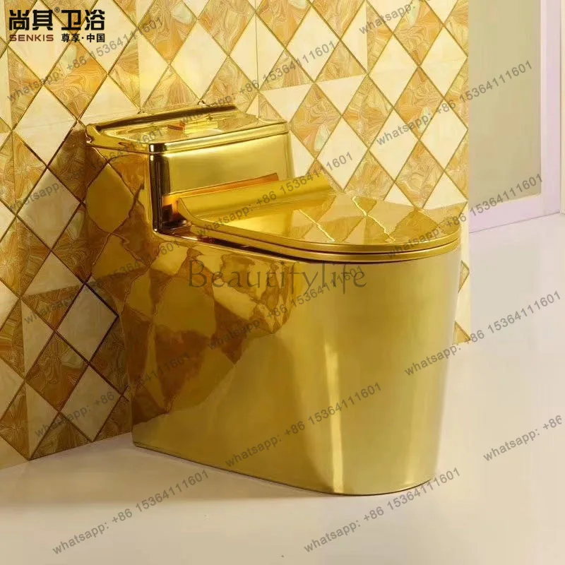 One-piece gold toilet siphon water-saving personalized pumping toilet does not fade