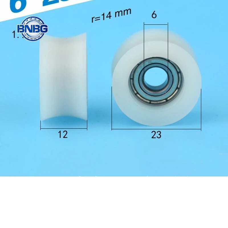 

10pcs U groove Plastic coated bearing 696ZZ 6*23*12mm door window POM roller wheel nylon pulley Bore size 6mm Diameter 23mm