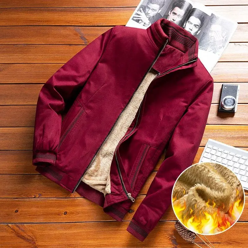 

Men's Velvet Thickened Autumn Winter Jacket New Style plus Size V-Neck Short Length Casual Fashion Men's Coat