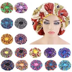 Extra Large African Print Round Hat Colors Satin Sleep Nightcap Stretch Hair Care Bonnet Hat Turban Sleeping Night Chemo Cap New