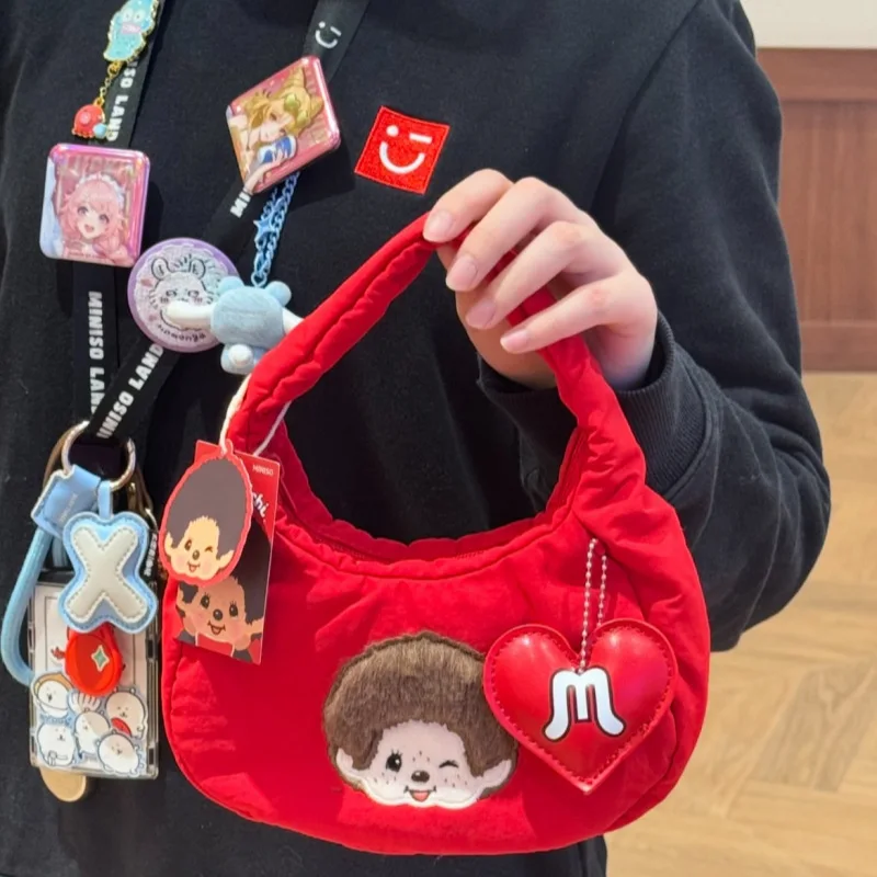 Hot Kawaii Monchhichi Series Cute Handbag Cartoon Character Creativity Portable Small Item Storage Bag Women Shoulder Bag Gift view 4