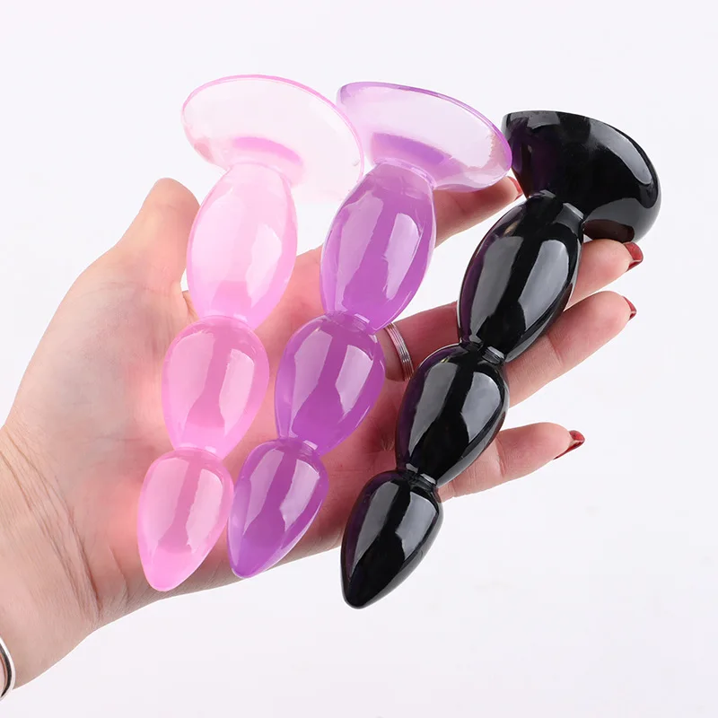 Butt plug beads Soft Anal Plug with sucker anus Toys Big Balls Silicone G-Spot Stimulating Butt Plugs Adult Sex toys for Couple