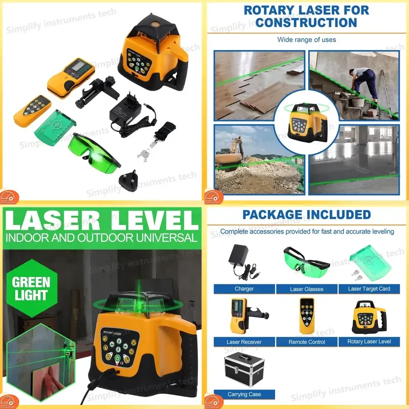 Green Beam Rotating Laser Level 360 Degree Automatic Self Leveling Rotary Laser Level Tool with 500m Range for Construction