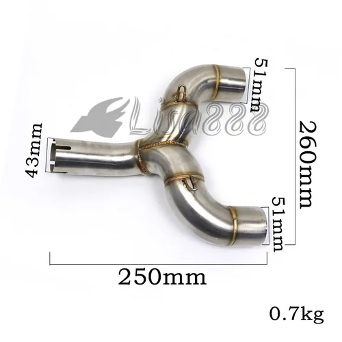 Imagen 2 del producto Silenciador de Escape de 51mm para motocicleta, tubo de enlace medio, adaptador de doble tubo deslizante, Escape de Moto para Benelli 600 BN600 BJ600 TNT600