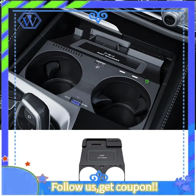 M46K-Car QI Wireless Charger Induction Phone Holde For BMW 5 Series G30 G38 G32 M5 6GT 2017-2021 15W Fast Charging Plate