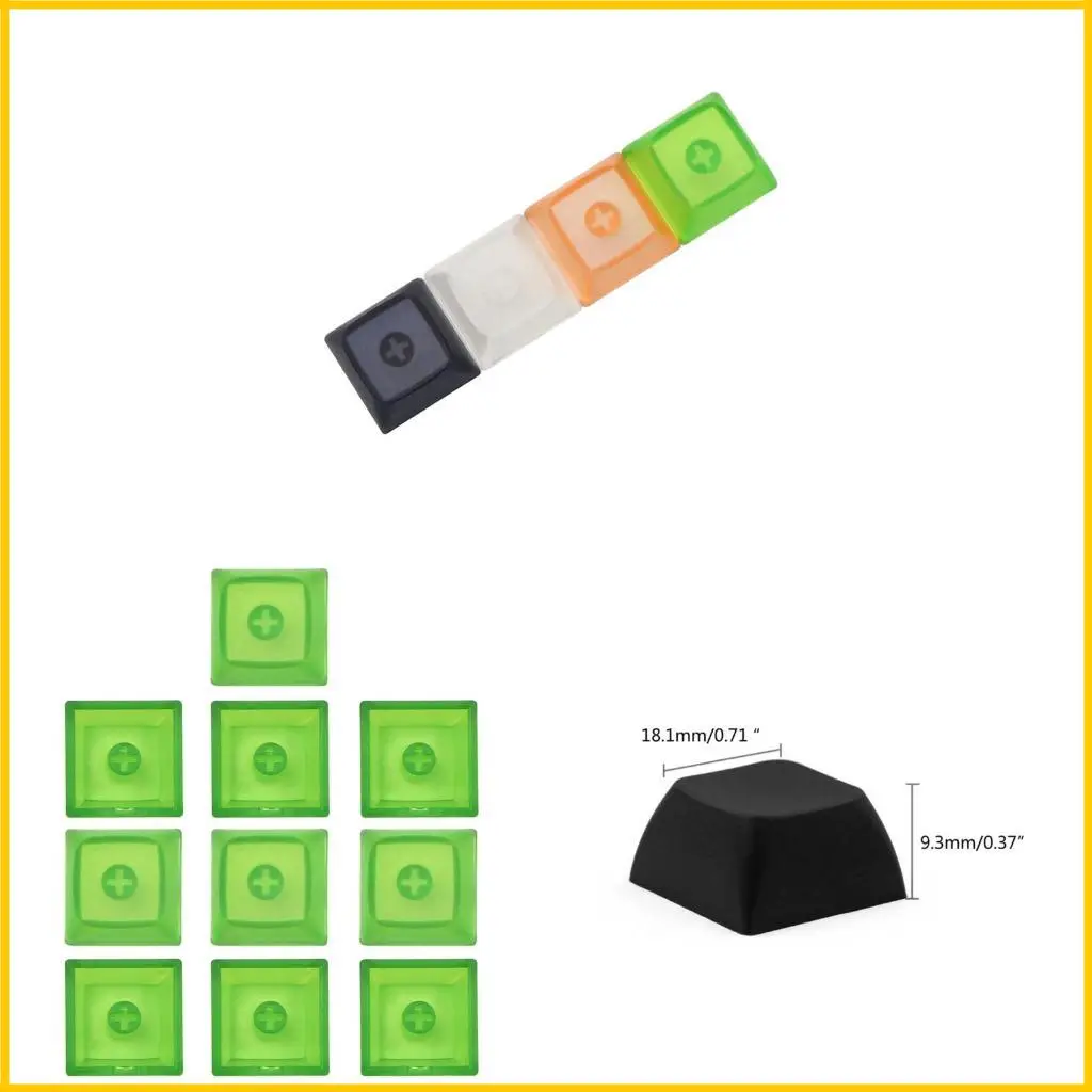 

10Pcs PBT Transparent Keycaps XDA Backlit Cover for Mechanical Keyboard
