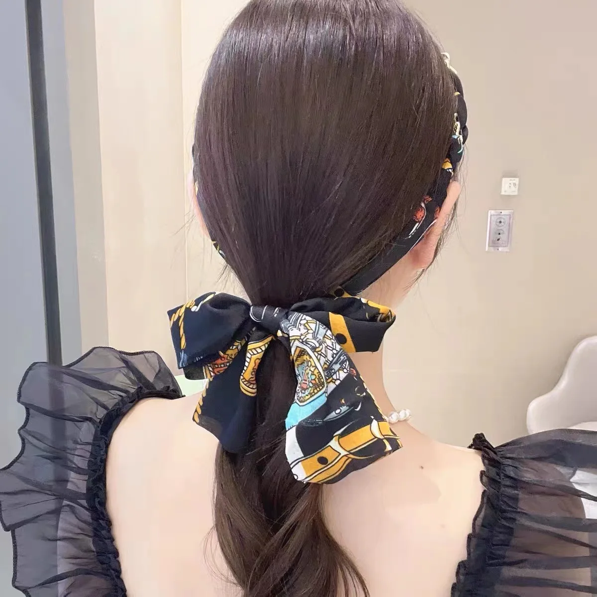 

Retro streamer headband tied hair headband braided hair band female foreign style fashion hairpin silk scarf headgear