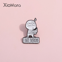 I Hate Everyone Enamel Pins Custom Negative Quotes Brooches Lapel Badges Funny Middle Finger Jewelry Gift For Kids Friends