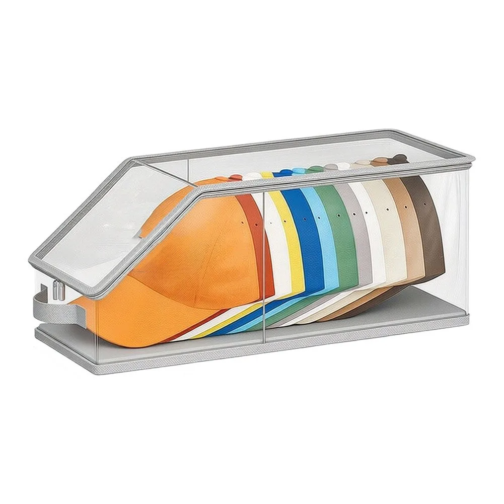 For Baseball Cap Storage Box Transparent Plastic with For Cardboard Base Stackable Design for Vertical Storage
