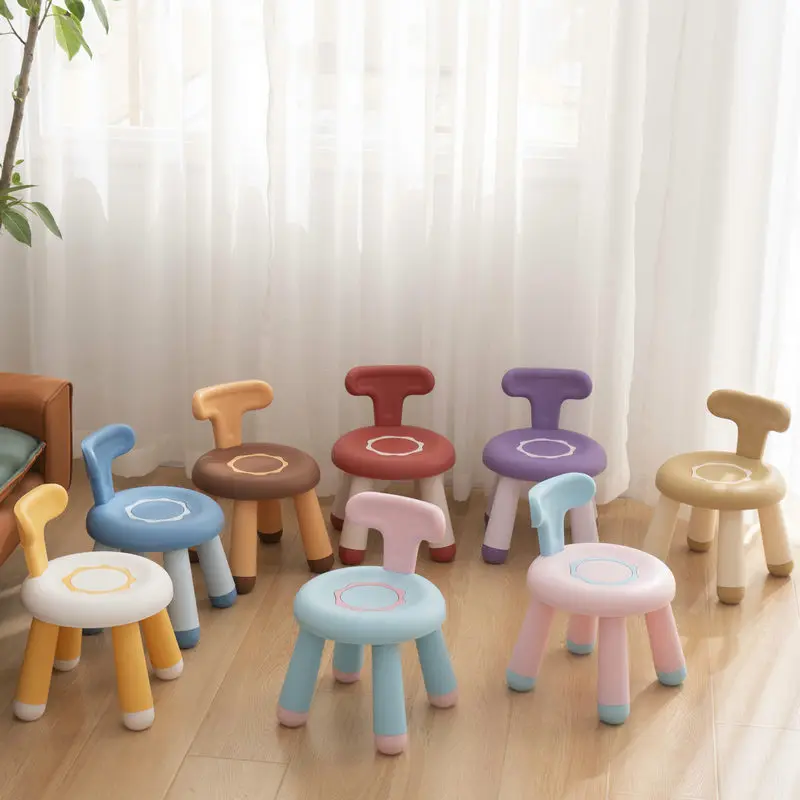 Creative Cute Donut Children's Small Bench Thickened Non-slip With Backrest Home Living Room Small Stool Dropping