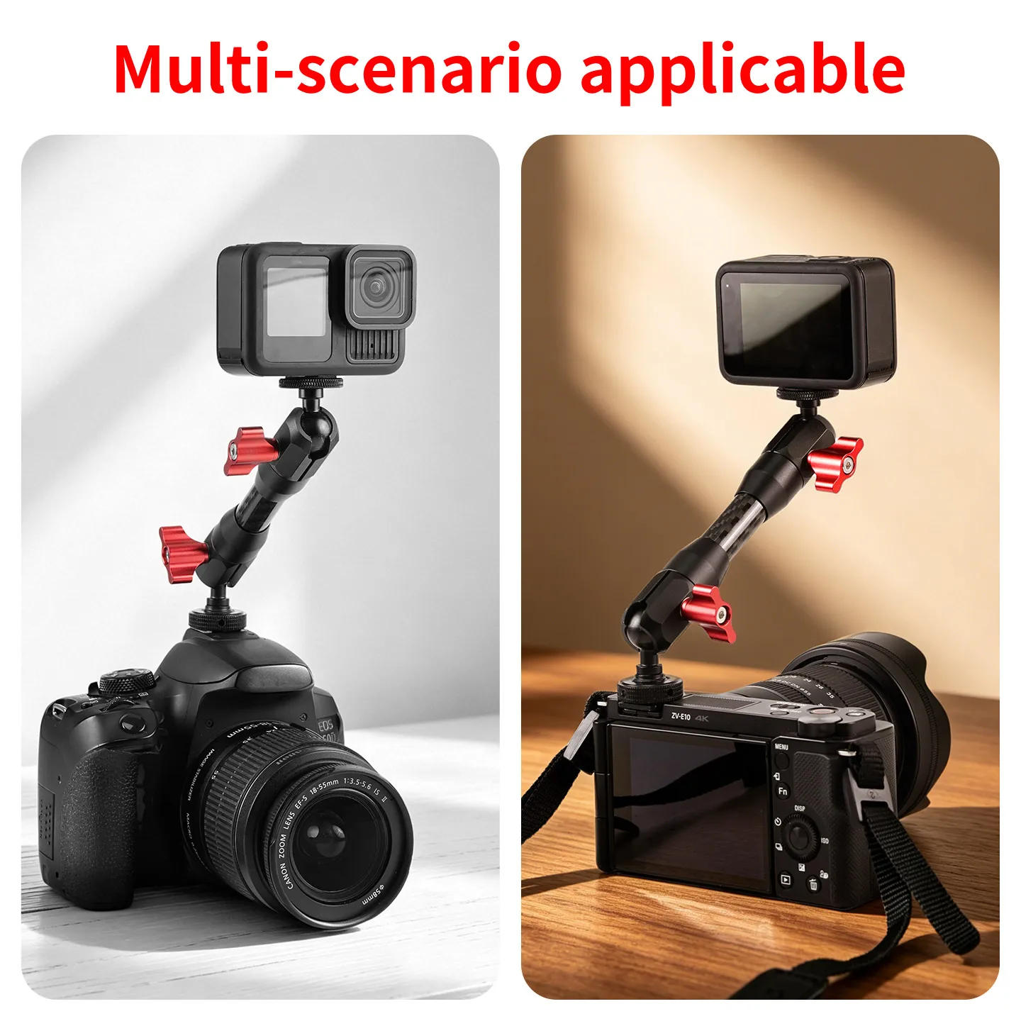 Doppel-Kugelkopf 1/4 Zoll Schraube auf Cold Shoe Halterung Magic Arm Aluminium Glasfaser Verlängerungsarm für Kamera Monitor Füllicht Krabbenklemme – Detail 8