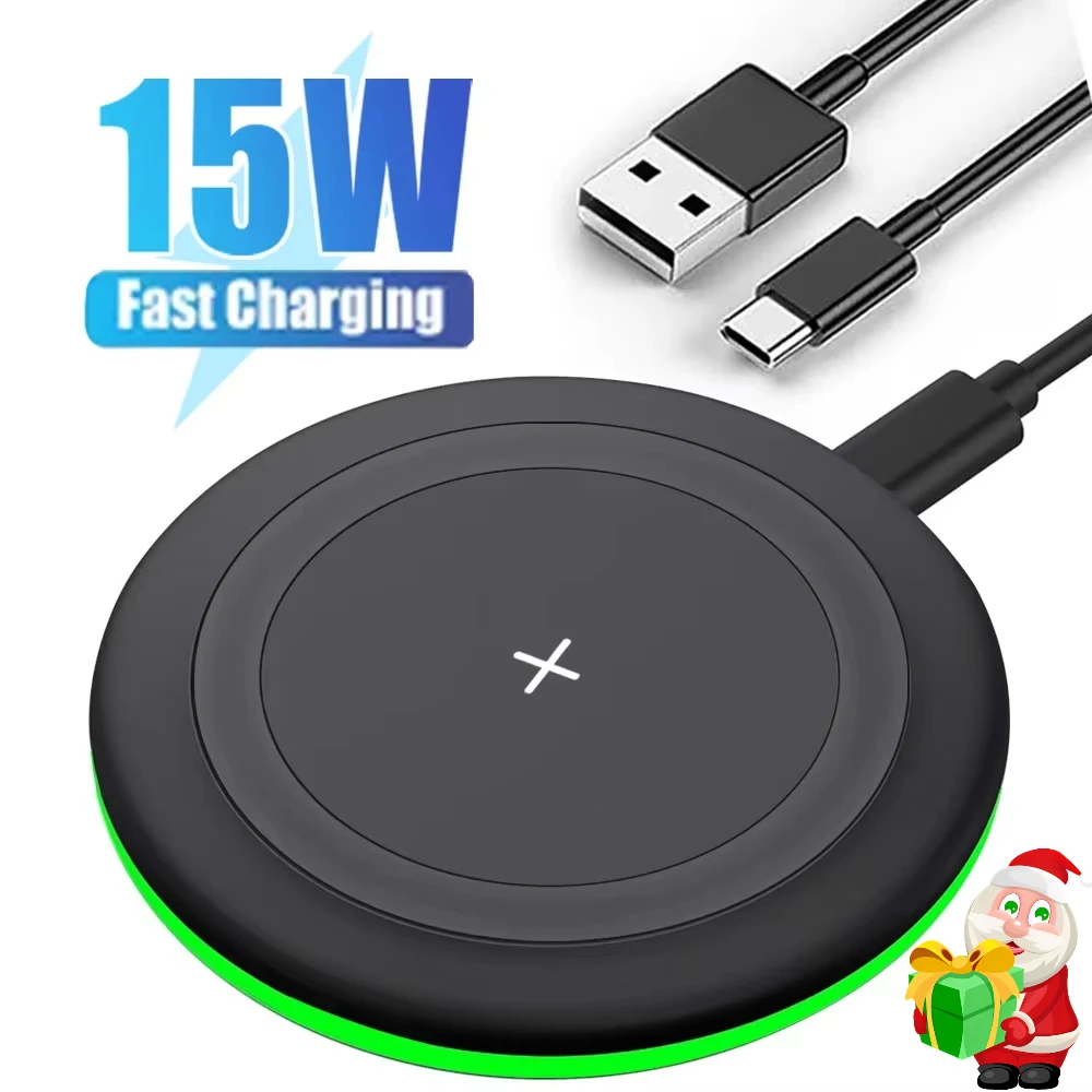 15W Wireless Charger Pad For iPhone 14 13 12 15 Pro XS Max Induction Fast Wireless Charging Station For Samsung Xiaomi Huawei