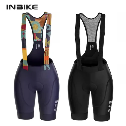 INBIKE Pantalones cortos con pechera para ciclismo para mujer, pantalones con pechera para ciclismo de carretera al aire libre con pantalones acolchados para ciclismo, ropa de ciclismo de secado rápido
