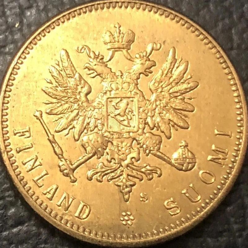 1913 Finland 20 Markkaa-Aleksandr II / Nikolai II Copy Gold Coin