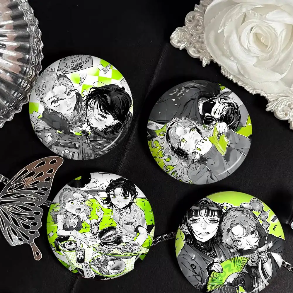 G-Girl-Interested-Manga Creative Pins Funny Faces Round Snap-in Brooch Badge Backpack Hat Accessories Jewelry Gifts