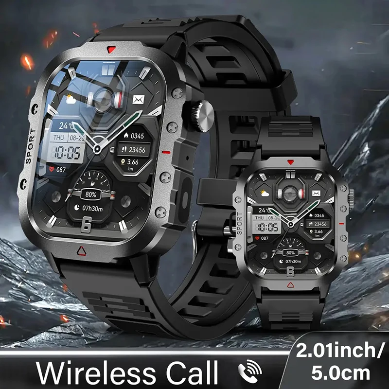 بلوتوث دعوة Smartwatch إلكترونيات العسكرية ساعة ذكية ساعة رقمية الساعات هدايا للرجل امرأة iOS أندرويد Xiaomi 2025 جديد