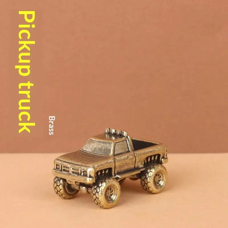 Solid Brass Mini Pickup Truck Ornament Retro Finish Hand Polished For Home Decor Collection Gifts