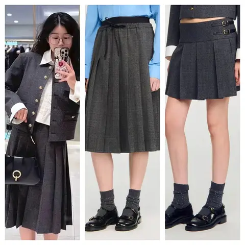 Fashion Plaid Women Round Neck Single Breasted Rhinestone Jacket Pleated Skirt 2025 Autumn/winter